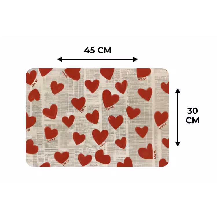Hartjes - Krant - Loveyou Placemat vinyl groot -specs