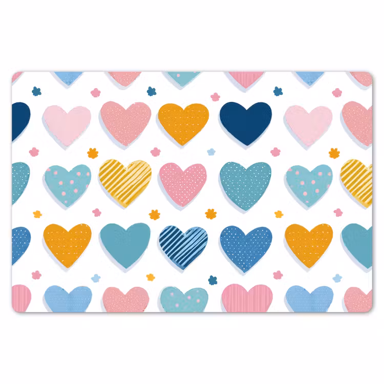Hartjes - Pastel - Kleurcontrast - Handgetekend Placemat vinyl groot -zzsfeer1_Kitchenyeah-website