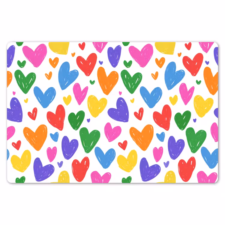 Hartjes - Patroon - Kleurrijk - Tekening Placemat vinyl groot -zzsfeer1_Kitchenyeah-website