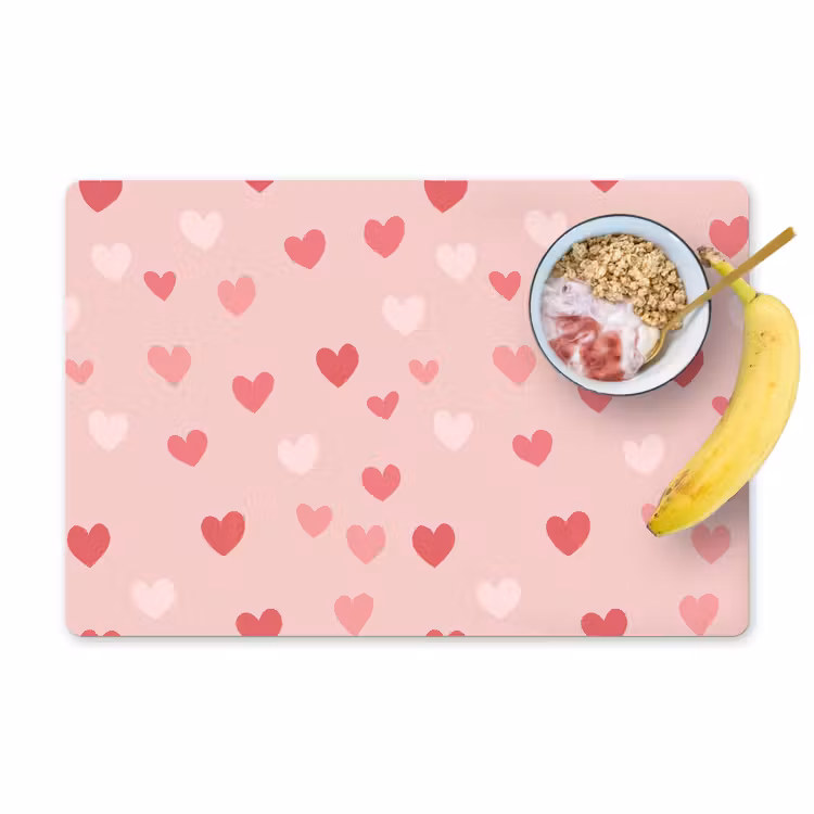 Hartjes - Patroon - Roze - Eenvoudig Placemat vinyl groot -zzzproduct_Kitchenyeah-website