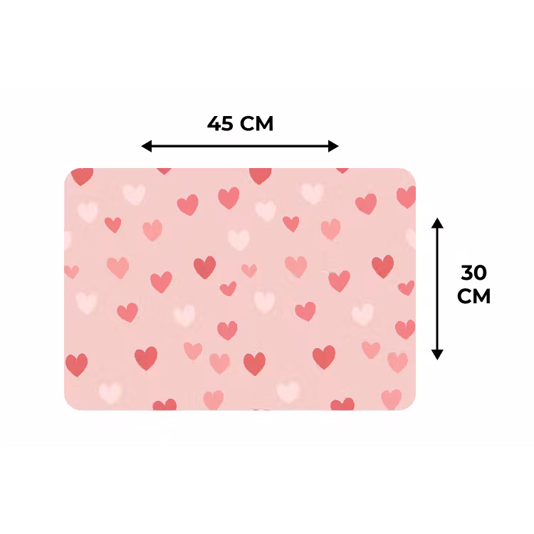 Hartjes - Patroon - Roze - Eenvoudig Placemat vinyl groot -specs