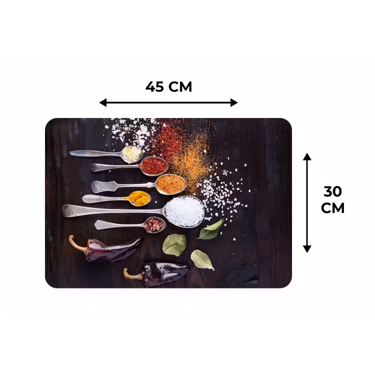 Kruiden - Lepels - Specerijen - Industrieel Placemat vinyl groot -specs