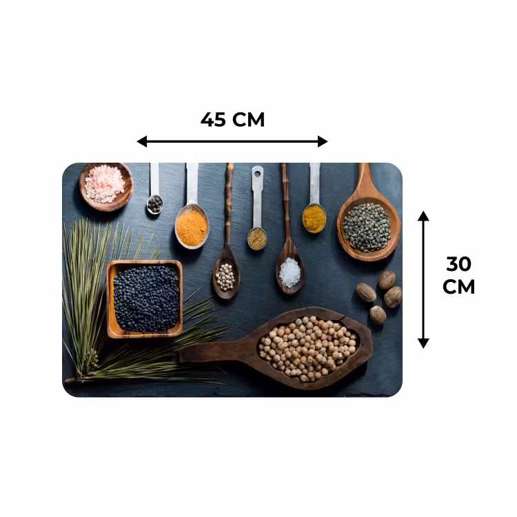 Kruiden - Lepels - Specerijen - Keuken Placemat vinyl groot -specs
