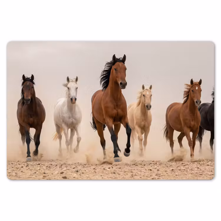 Kudde paarden - Stofwolk - Bruin - Zwart Placemat vinyl groot -zzsfeer1_Kitchenyeah-website