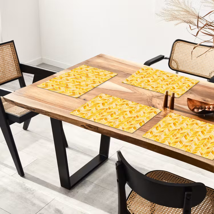 Visgraat - Aquarel - Patronen - Goudgeel Placemat vinyl groot 368 -zzsfeer4_Kitchenyeah-website