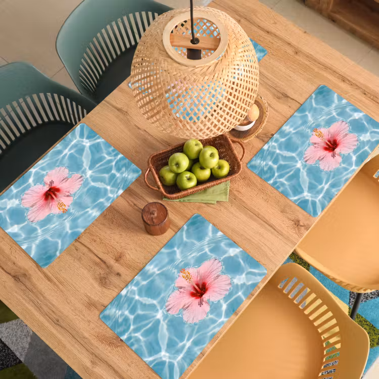 Hibiscus - Water - Roze Placemat vinyl groot -zzsfeer5_Kitchenyeah-website