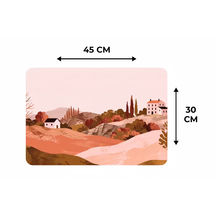 Heuvellandschap - Grafisch - Terracotta Placemat vinyl groot -specs