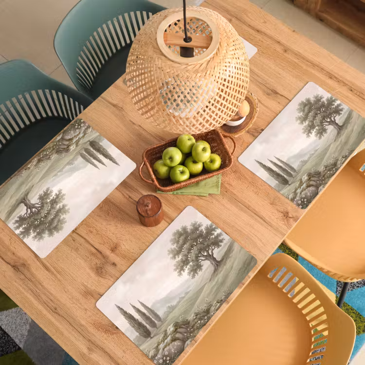 Heuvellandschap - Bomen - Natuur - Groen Placemat vinyl groot -zzsfeer5_Kitchenyeah-website