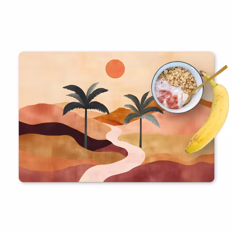 Heuvels - Palmbomen - Abstract Placemat vinyl groot -zzzproduct_Kitchenyeah-website