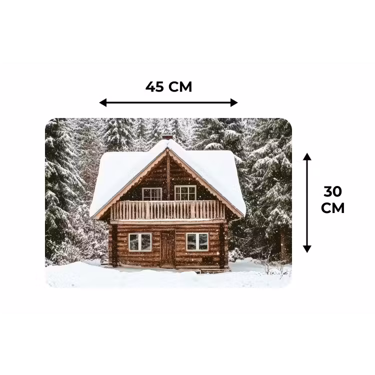 Huis - Bos - Winter - Natuur - Sneeuw Placemat vinyl groot -specs
