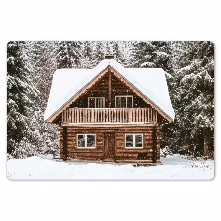 Huis - Bos - Winter - Natuur - Sneeuw Placemat vinyl groot -zzsfeer1_Kitchenyeah-website