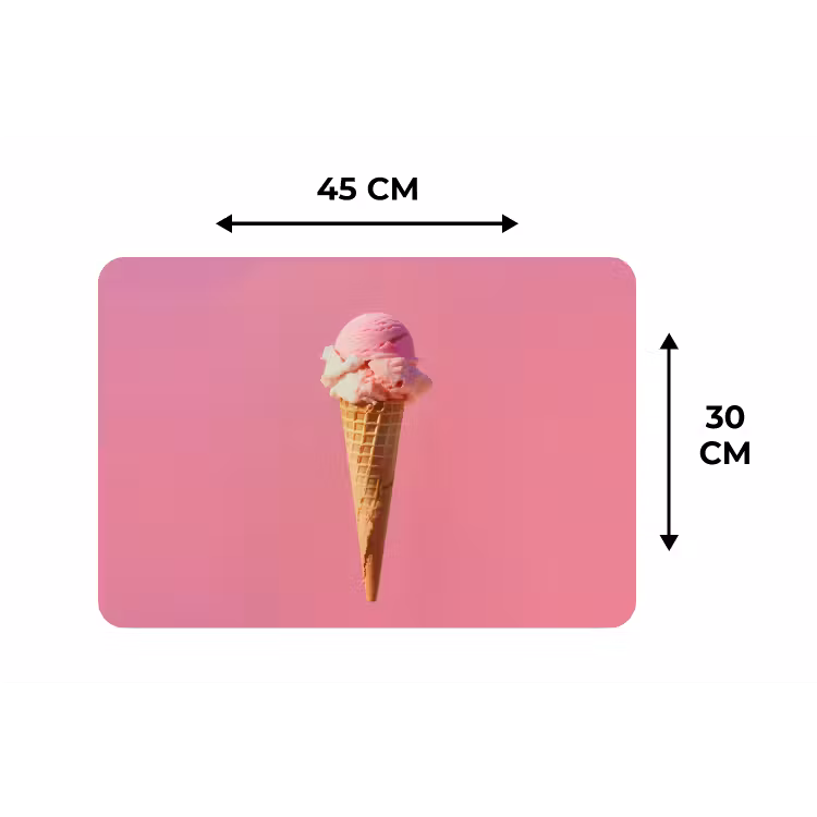 Hoorntje - Schepijs - Roze Placemat vinyl groot -specs