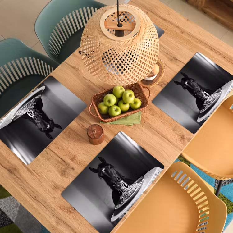 Paard - Bord - Pasta - Tafelkleed - Zwart Wit - Dieren Placemat vinyl groot -zzsfeer5_Kitchenyeah-website