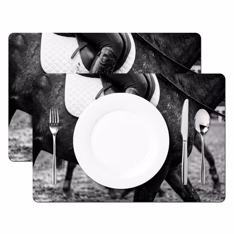 Paard - Sport - Zwart - Wit Placemat vinyl groot -zzsfeer2_Kitchenyeah-website