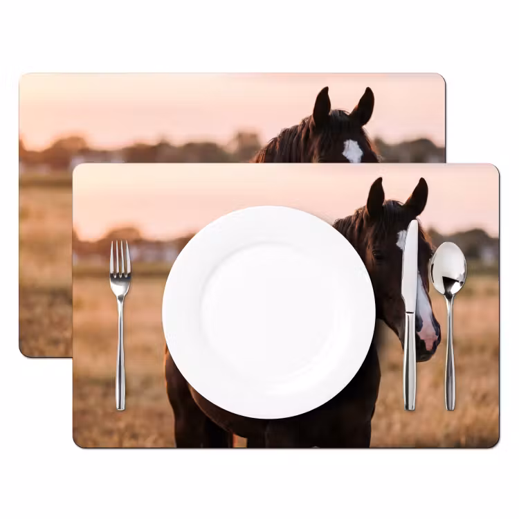 Paard - Zonsondergang - Bruin Placemat vinyl groot -zzsfeer2_Kitchenyeah-website