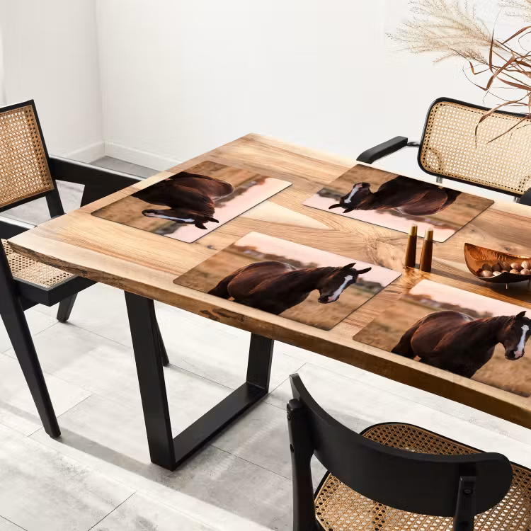 Paard - Zonsondergang - Bruin Placemat vinyl groot -zzsfeer4_Kitchenyeah-website