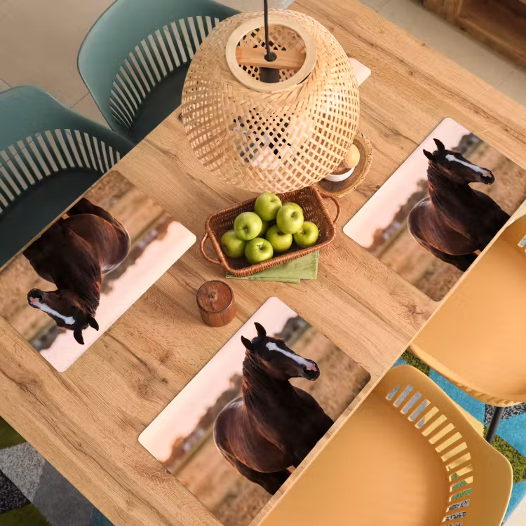 Paard - Zonsondergang - Bruin Placemat vinyl groot -zzsfeer5_Kitchenyeah-website