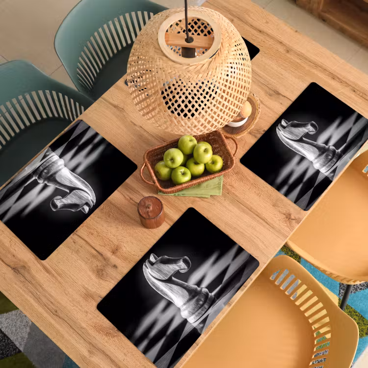 Paard - Hout - Schaalbord - Zwart Placemat vinyl groot -zzsfeer5_Kitchenyeah-website