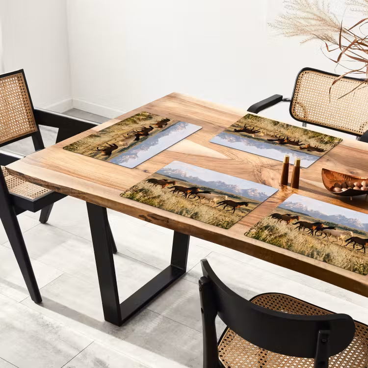 Paarden - Kudde - Bergen - Vrijheid - Wild Placemat vinyl groot -zzsfeer4_Kitchenyeah-website