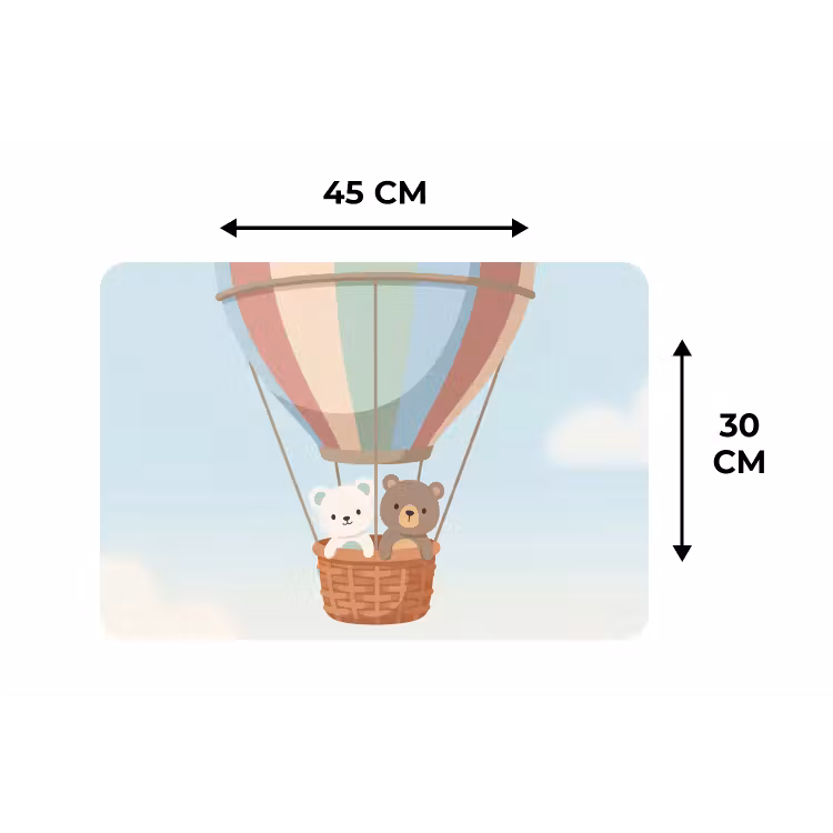 Luchtballon - Beren - Pastel Placemat vinyl groot -specs