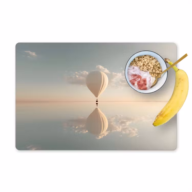 Luchtballon - Wolken - Water - Blauw Placemat vinyl groot -zzzproduct_Kitchenyeah-website