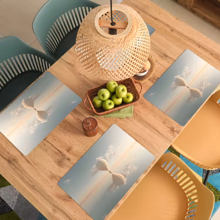 Luchtballon - Wolken - Water - Blauw Placemat vinyl groot -zzsfeer5_Kitchenyeah-website