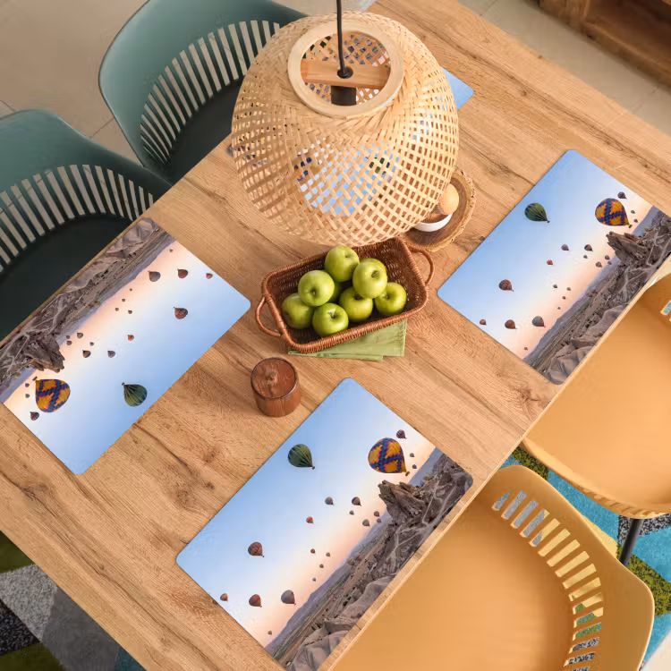 Luchtballonnen - Rotsen - Zonsopgang Placemat vinyl groot -zzsfeer5_Kitchenyeah-website