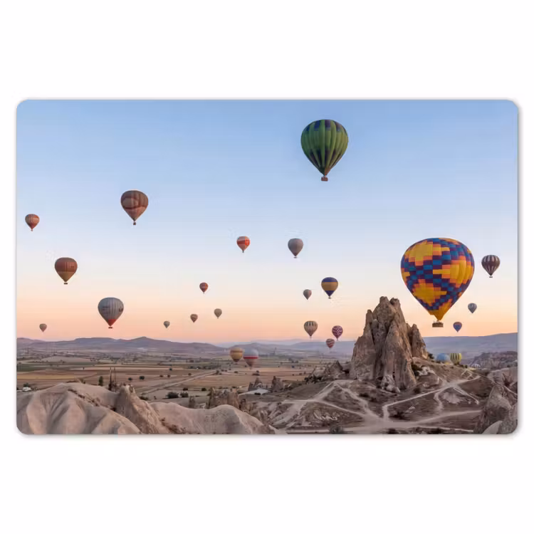 Luchtballonnen - Rotsen - Zonsopgang Placemat vinyl groot -zzsfeer1_Kitchenyeah-website