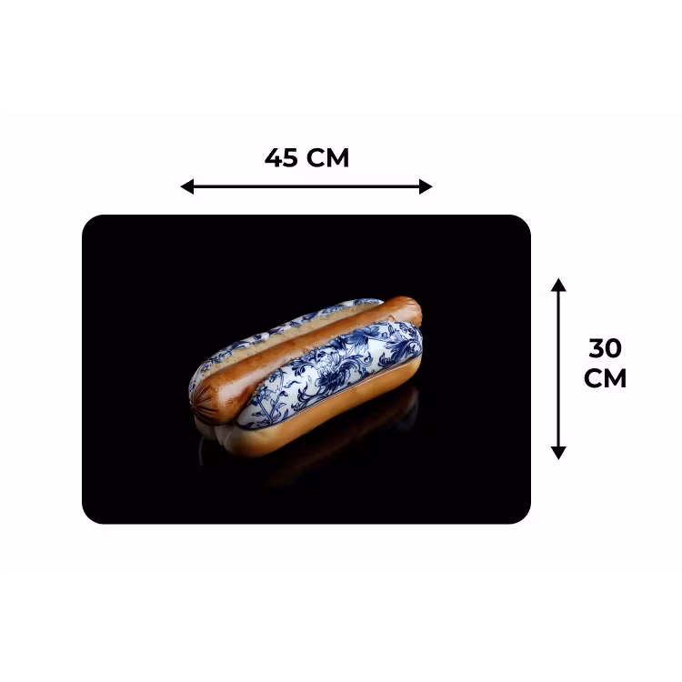 Hotdog - Porselein - Delfts blauw - Eten Placemat vinyl groot -specs