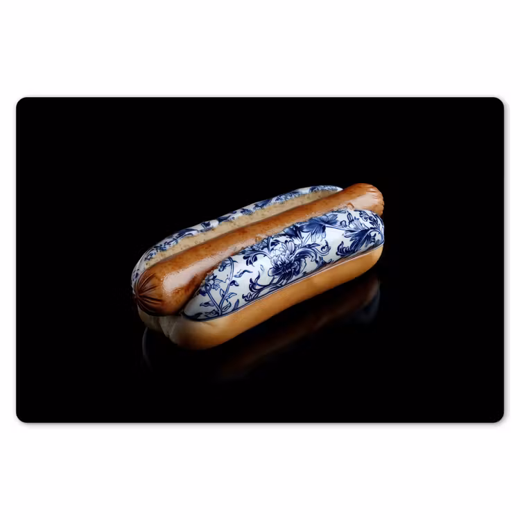 Hotdog - Porselein - Delfts blauw - Eten Placemat vinyl groot -zzsfeer1_Kitchenyeah-website