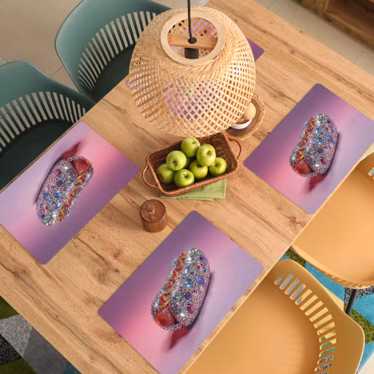 Hotdog - Steentjes - Glitters - Paars Placemat vinyl groot -zzsfeer5_Kitchenyeah-website