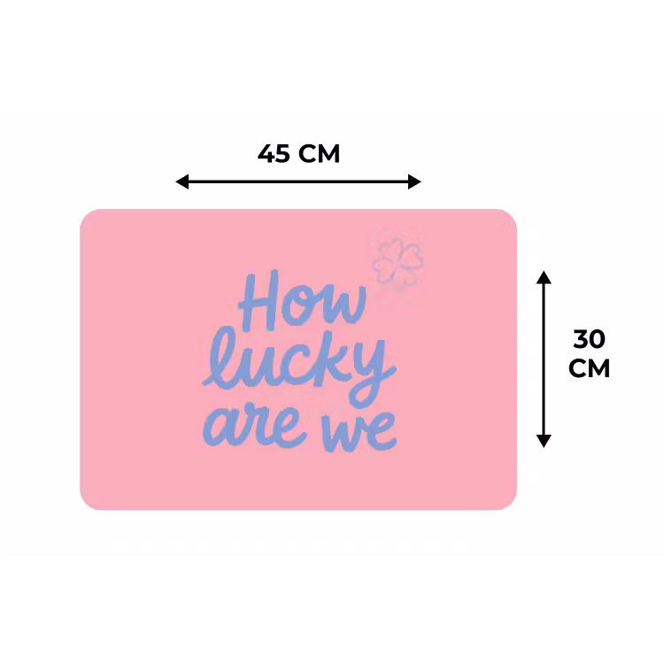 How lucky are we - Klavervier - Roze - Blauw Placemat vinyl groot -specs