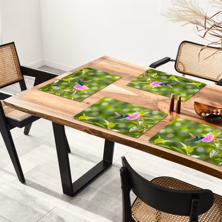 Kolibrie - Bloem - Natuur - Groen Placemat vinyl groot -zzsfeer4_Kitchenyeah-website