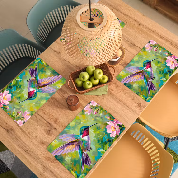 Kolibrie - Bloemen - Natuur - Kleurrijk Placemat vinyl groot -zzsfeer5_Kitchenyeah-website