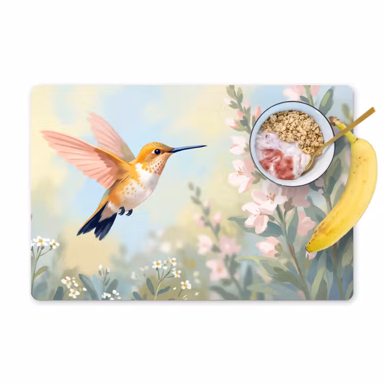 Kolibrie - Illustratie - Kleurrijk Placemat vinyl groot -zzzproduct_Kitchenyeah-website