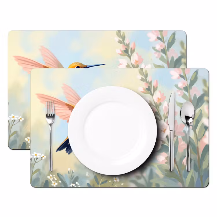 Kolibrie - Illustratie - Kleurrijk Placemat vinyl groot -zzsfeer2_Kitchenyeah-website
