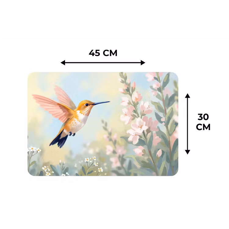 Kolibrie - Illustratie - Kleurrijk Placemat vinyl groot -specs