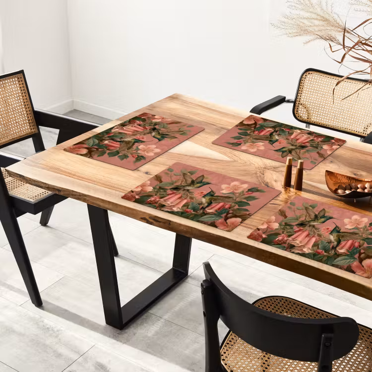Kolibries - Bloemen - Groen - Roze Placemat vinyl groot -zzsfeer4_Kitchenyeah-website