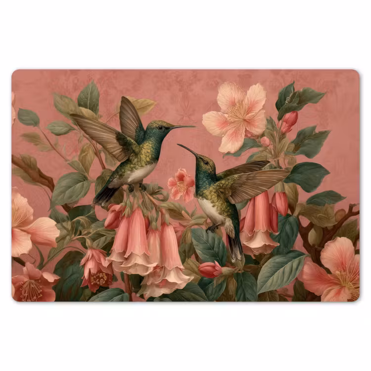 Kolibries - Bloemen - Groen - Roze Placemat vinyl groot -zzsfeer1_Kitchenyeah-website
