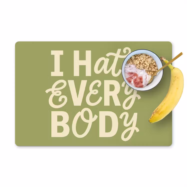 I hate everybody - Groen - Retro Placemat vinyl groot -zzzproduct_Kitchenyeah-website