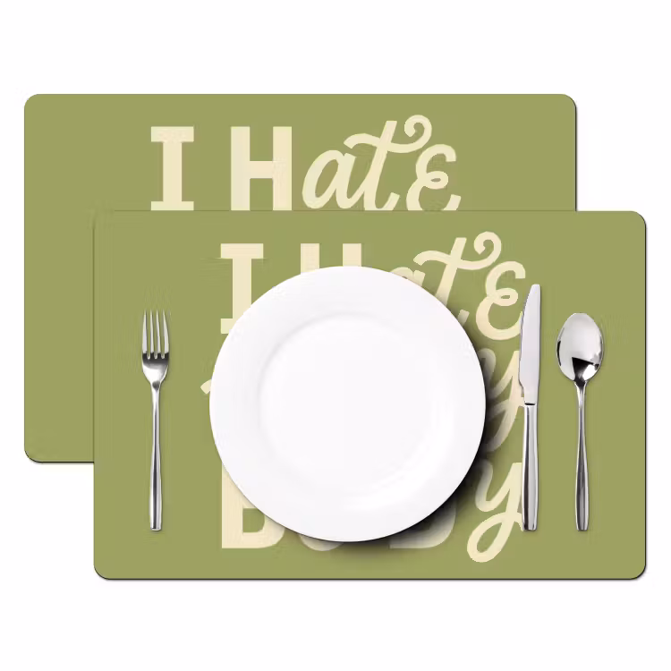 I hate everybody - Groen - Retro Placemat vinyl groot -zzsfeer2_Kitchenyeah-website