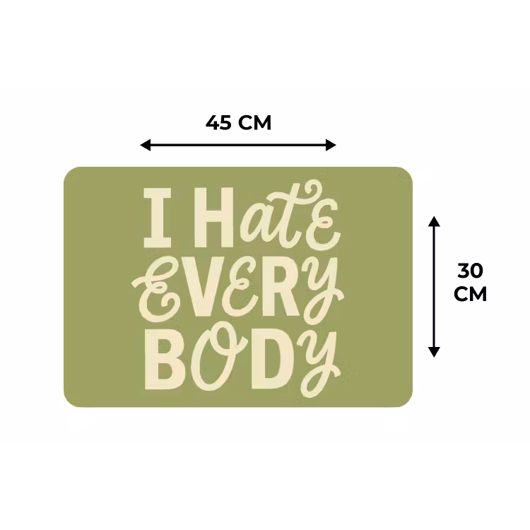 I hate everybody - Groen - Retro Placemat vinyl groot -specs