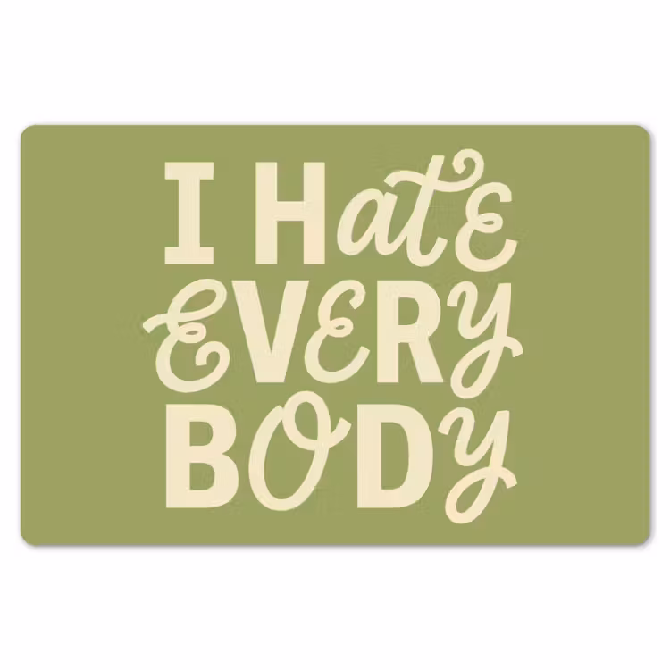 I hate everybody - Groen - Retro Placemat vinyl groot -zzsfeer1_Kitchenyeah-website