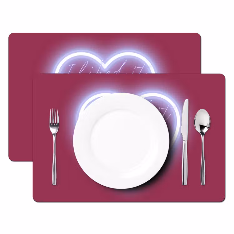 I liked it so it's mine - Neon hart - Roze Placemat vinyl groot -zzsfeer2_Kitchenyeah-website