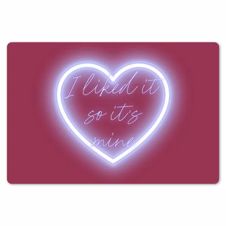 I liked it so it's mine - Neon hart - Roze Placemat vinyl groot -zzsfeer1_Kitchenyeah-website