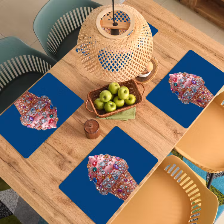 Ijsje - Hoorntje - Steentjes - Blauw Placemat vinyl groot -zzsfeer5_Kitchenyeah-website