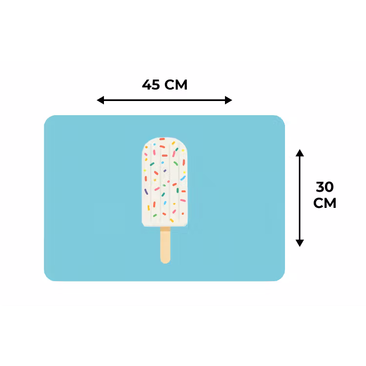 Ijsje - Stokje - Sprinkles - Lichtblauw Placemat vinyl groot -specs