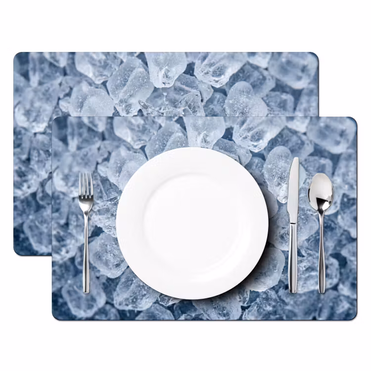 Ijsblokjes - Water - Blauw Placemat vinyl groot -zzsfeer2_Kitchenyeah-website