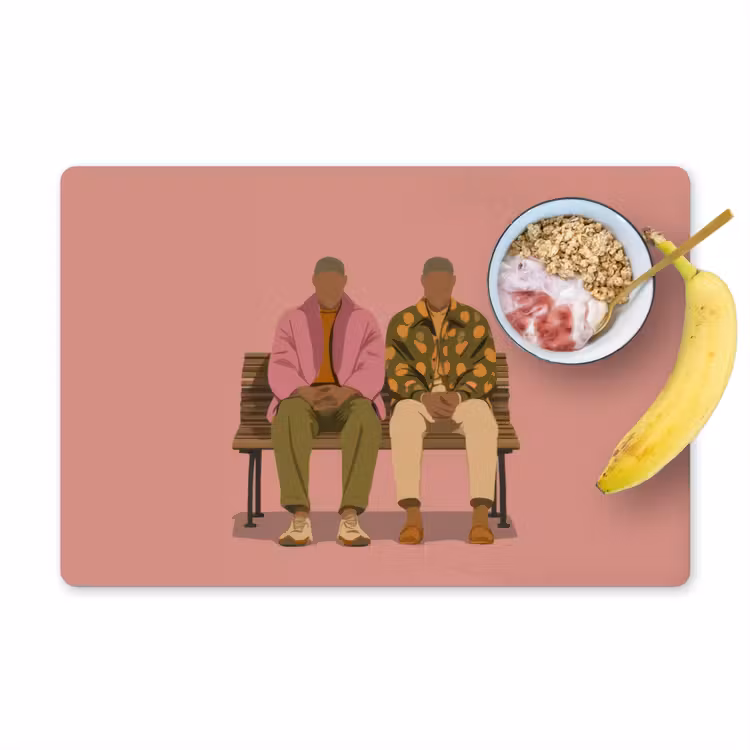 Illustratie - Bankje - Personen - Minimalistisch Placemat vinyl groot -zzzproduct_Kitchenyeah-website