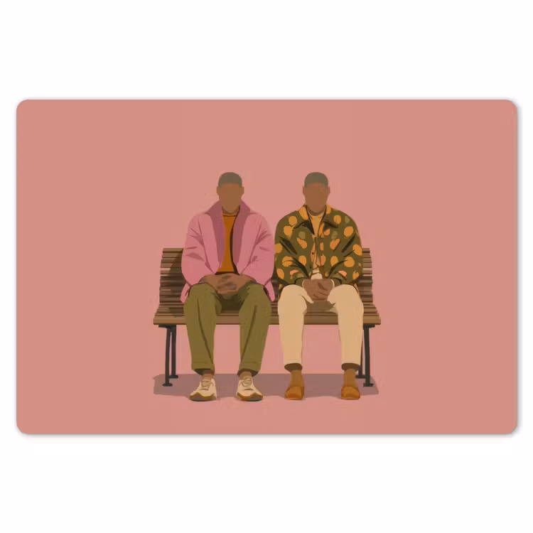 Illustratie - Bankje - Personen - Minimalistisch Placemat vinyl groot -zzsfeer1_Kitchenyeah-website
